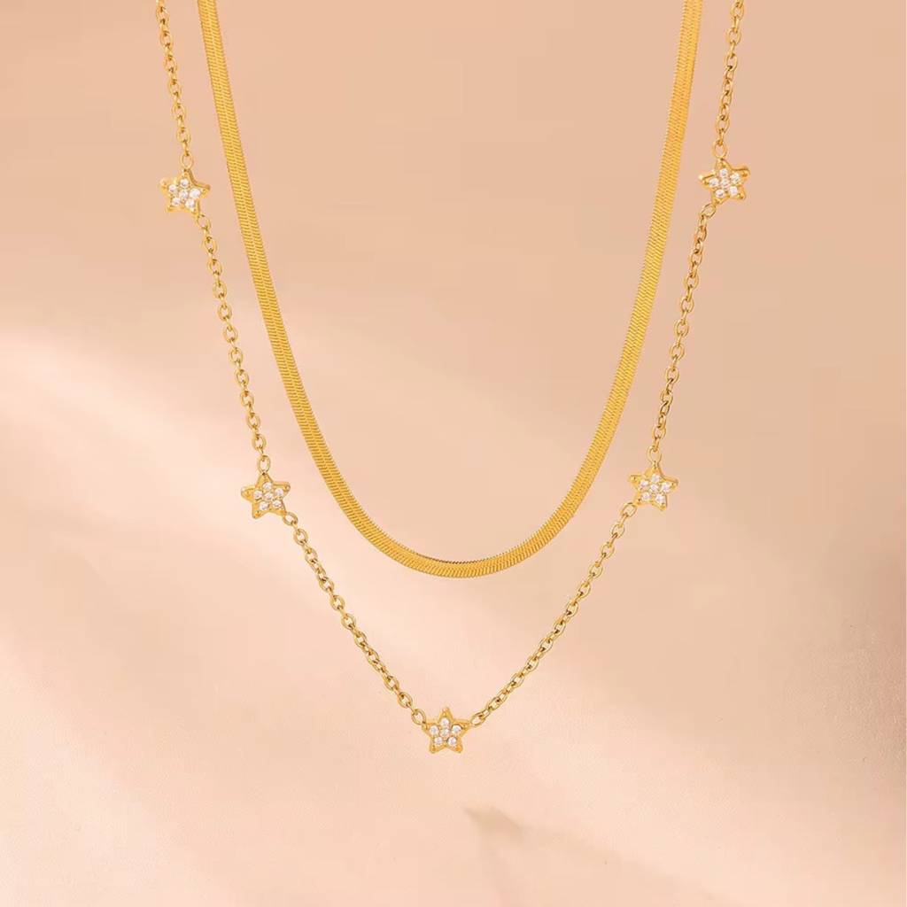 18Kt Gold Plated Floral Choker Stainless Steel Waterproof Necklace Set, Sylvie : INSYLVIE-FC