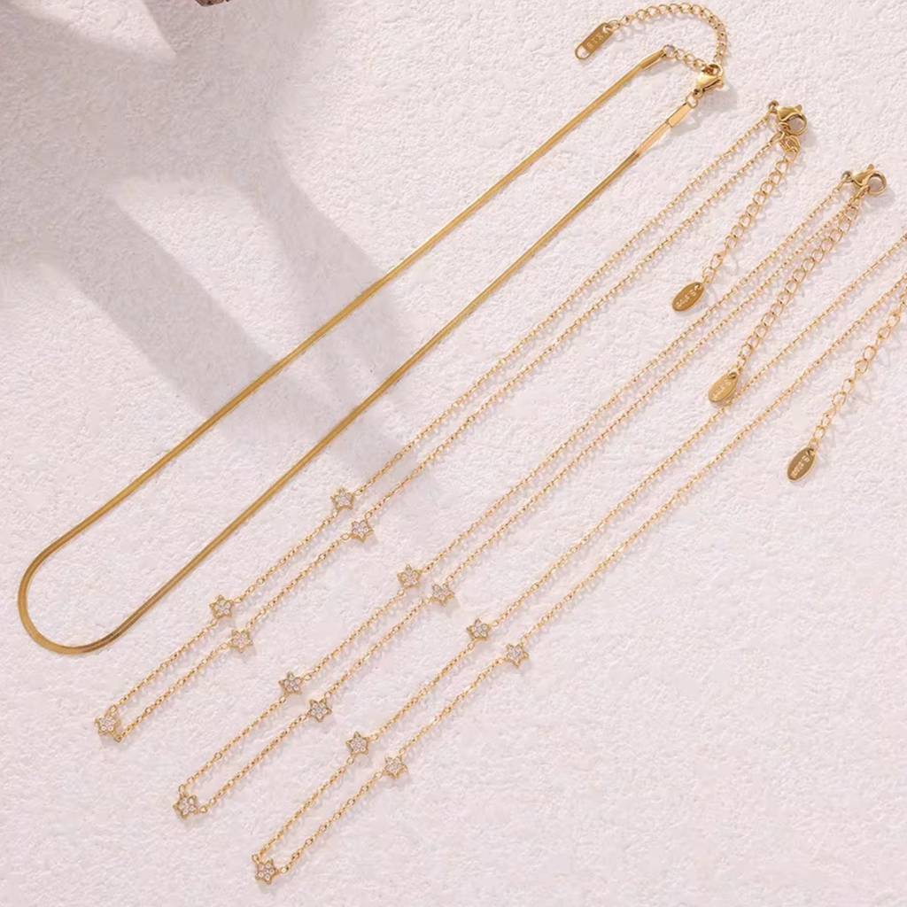 18Kt Gold Plated Floral Choker Stainless Steel Waterproof Necklace Set, Sylvie : INSYLVIE-FC
