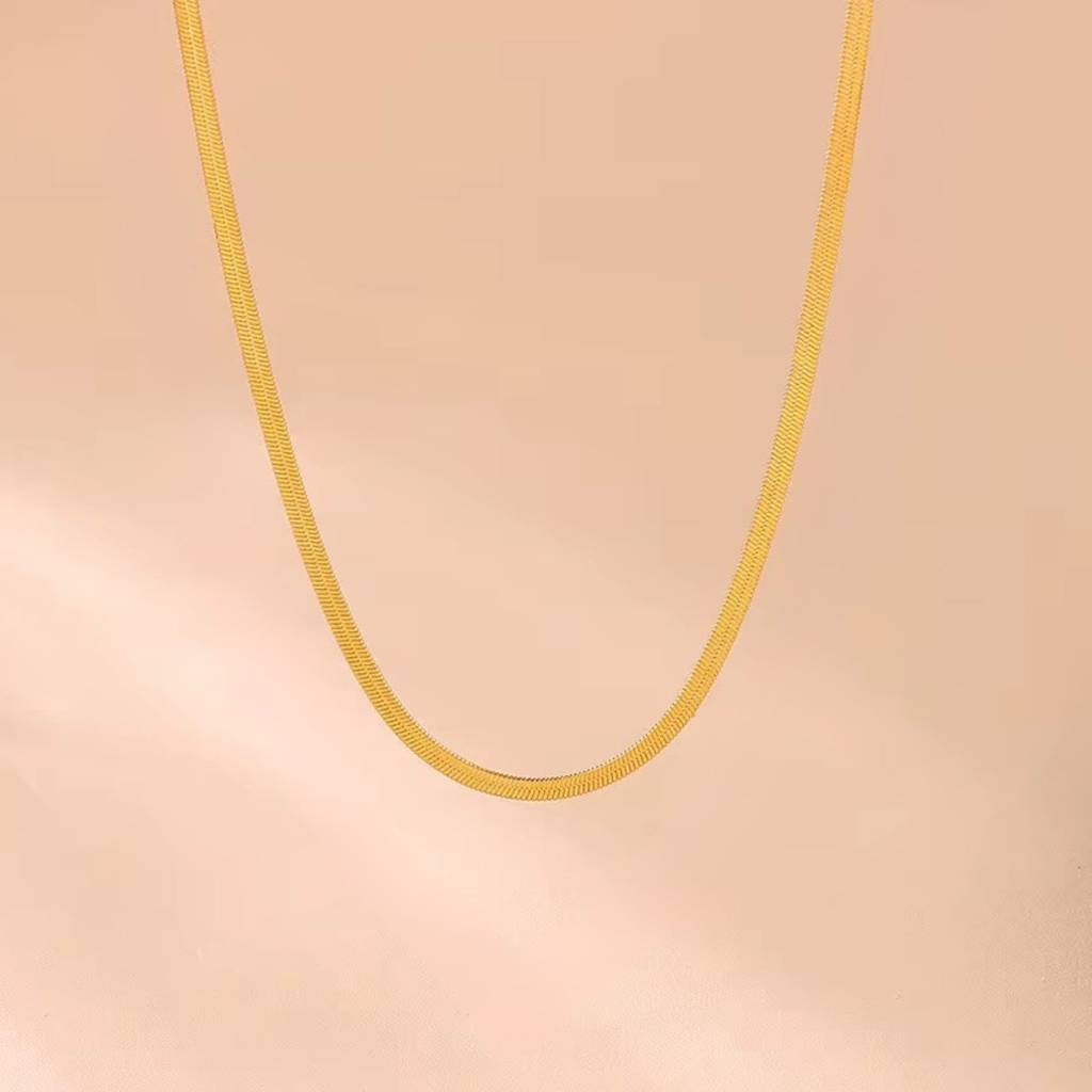 18Kt Gold Plated Elegant Snake Chain Necklace, Sylvie : INSYLVIE-SC