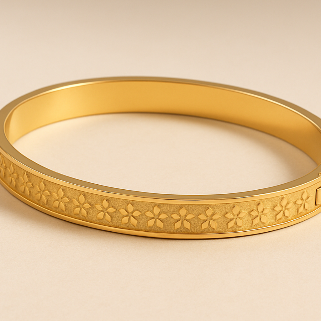 Unique Iced Out Floral Cuff Bracelet, Viv : INVIV