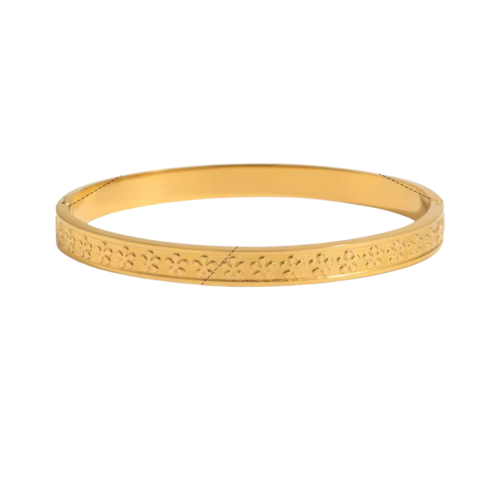 Unique Iced Out Floral Cuff Bracelet, Viv : INVIV