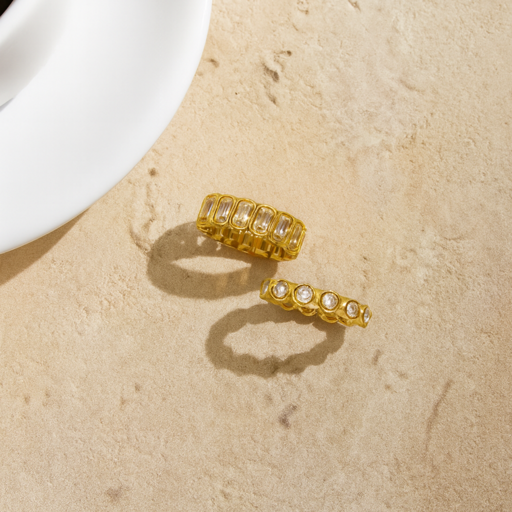 Round White Zircon Bezel Finger Ring, Ziya : INZIYA