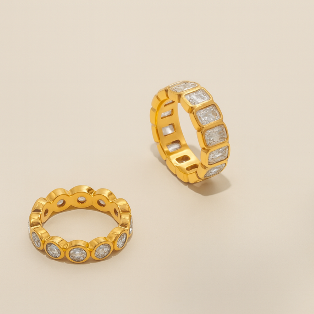 Round White Zircon Bezel Finger Ring, Ziya : INZIYA