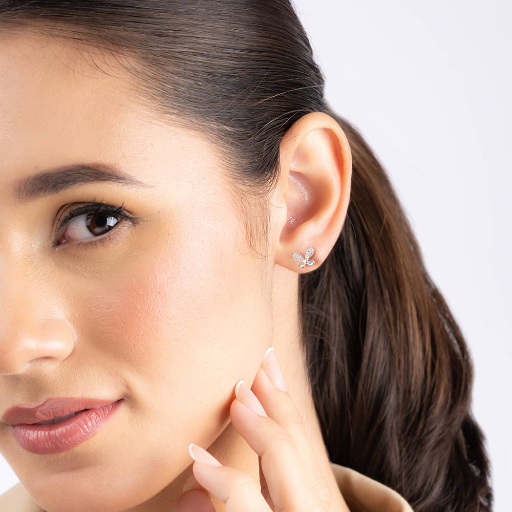 Bow Tie Stud Cz Earrings : IRER1983