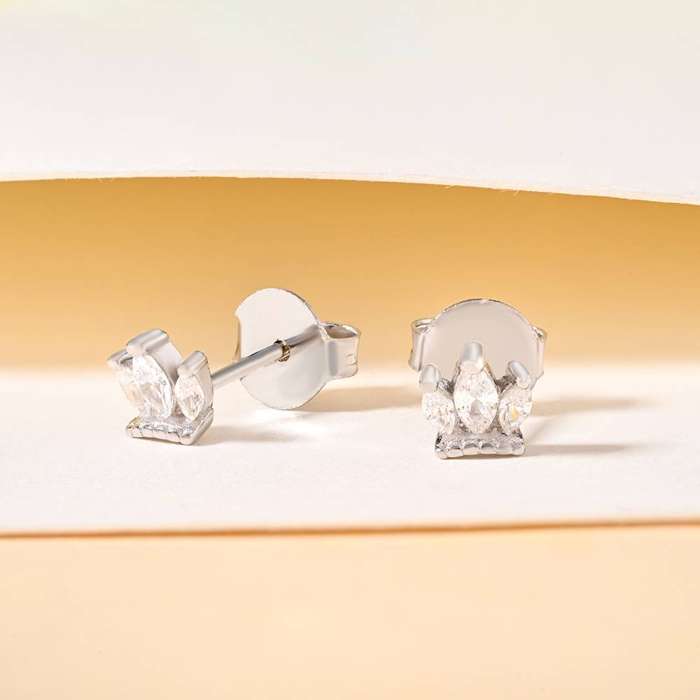 Triple Marquise Crown Stud Earrings : IUER2101