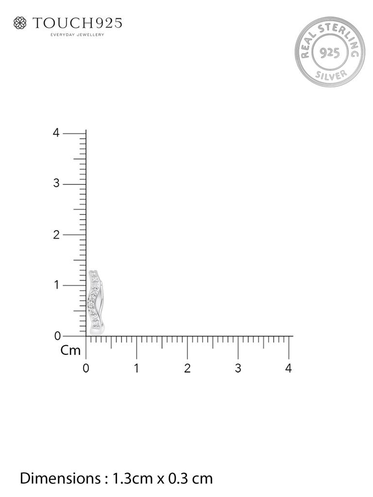 Wavy Cz Silver Hoop Earrings : IWER2154