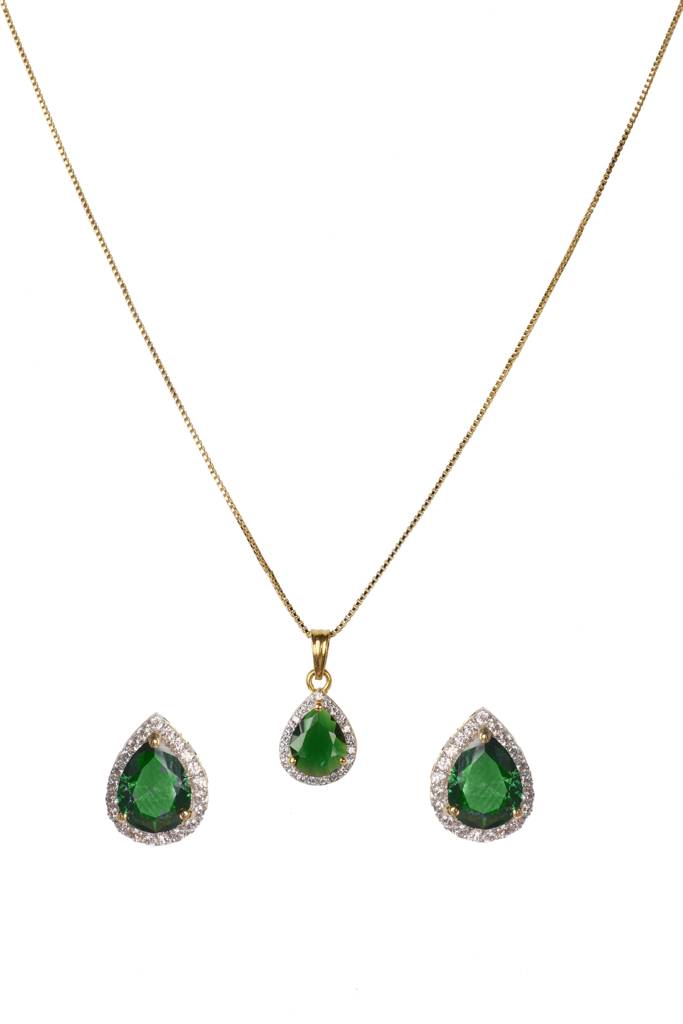 Faux Emerald Pendant Set : CS99