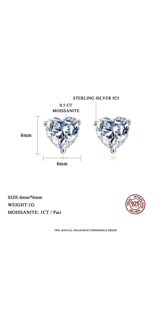 1 Carato D Colore VVS1 Moissanite Orecchino Per Donna Uomo S925 - Foto 11