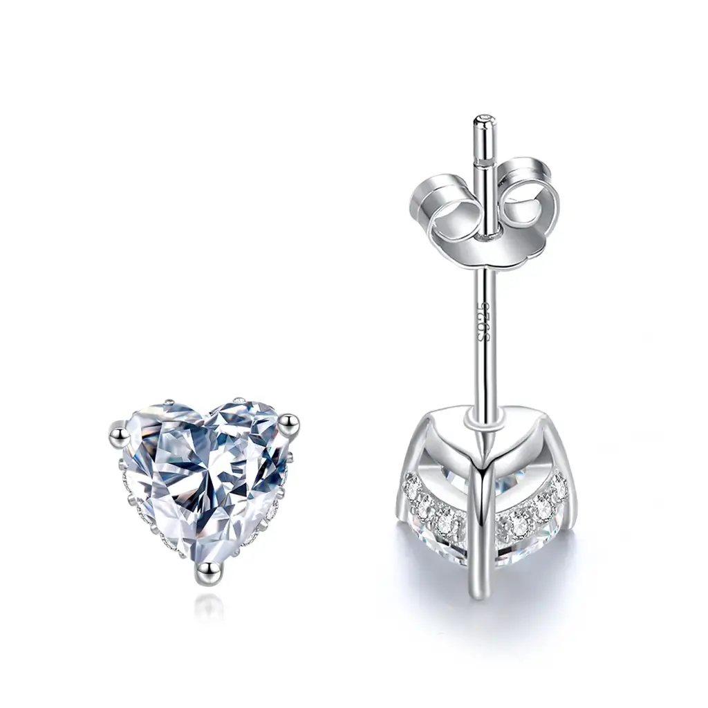1 Ct Heart Spark Moissanite Stud Earrings D/Vvs1 : Snowflake_earring_heart_1ct