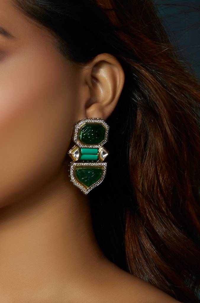 Classic Green Polki Earrings