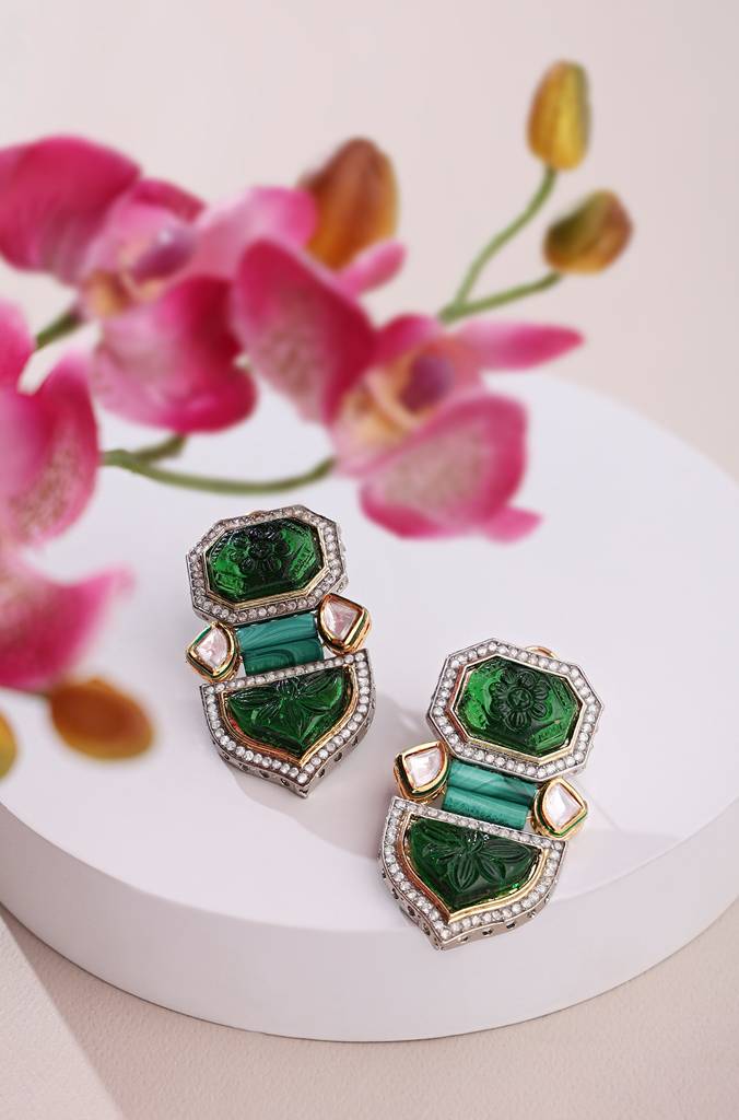 Classic Green Polki Earrings