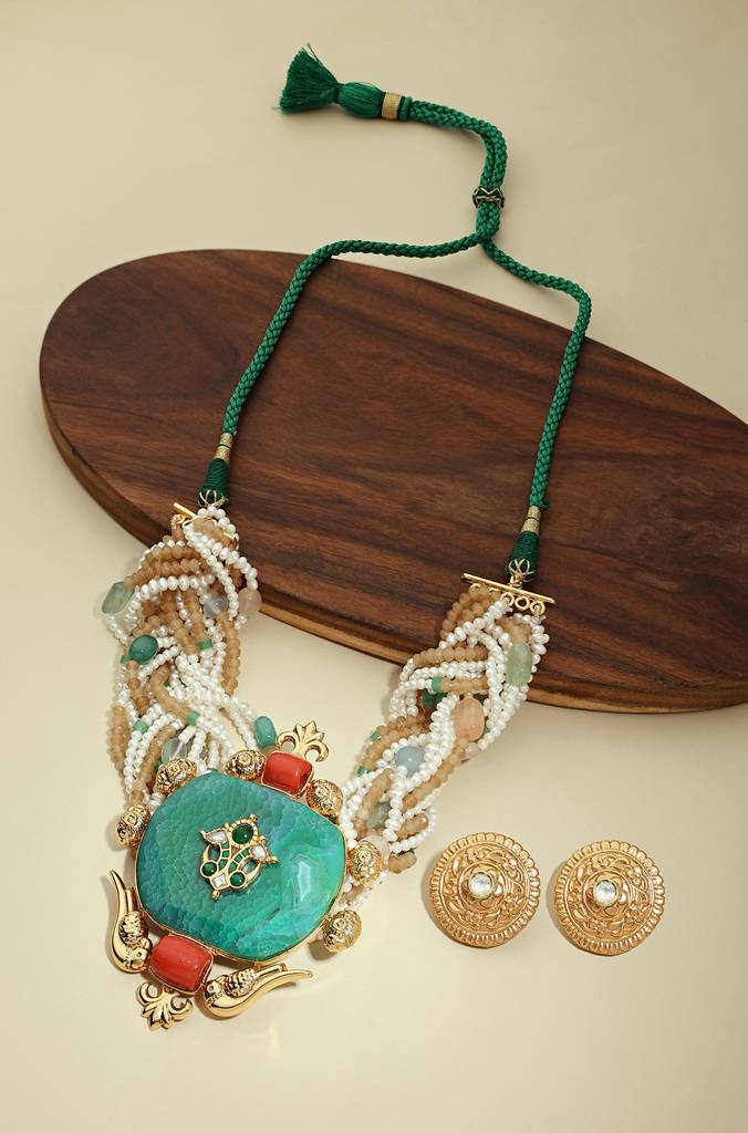 Bold Green & Multi Colour Necklace Set