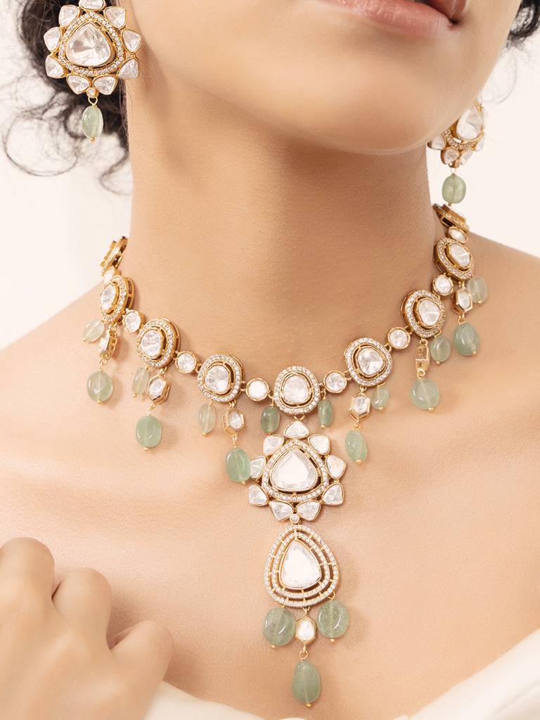 Polki-Pearl Glamorous Necklace Set : JBR24AUHMCOL1461