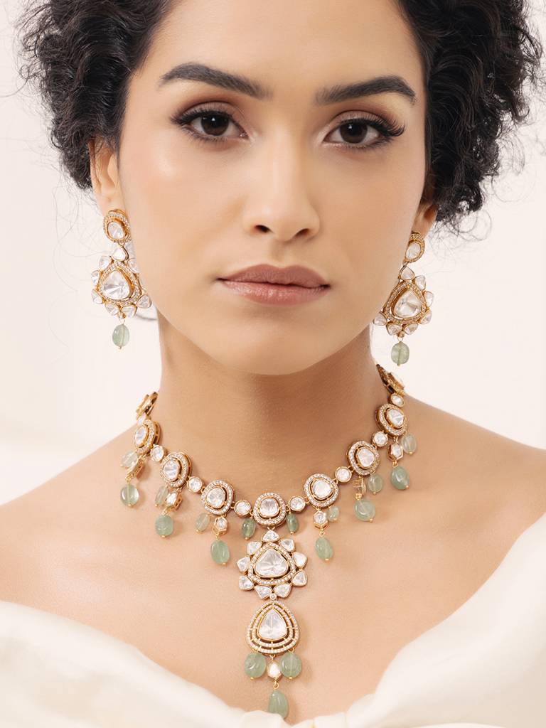 Polki-Pearl Glamorous Necklace Set : JBR24AUHMCOL1461