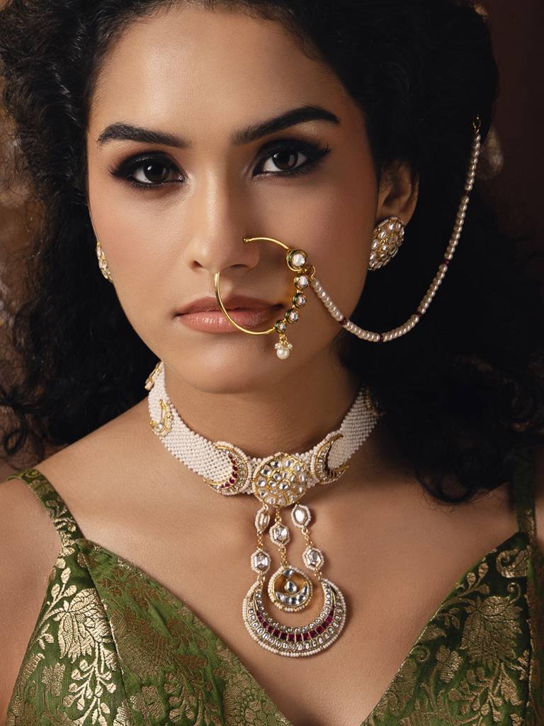 Polki-Pearl Elegant Choker Necklace Set : JBR24AUHMCOL1468
