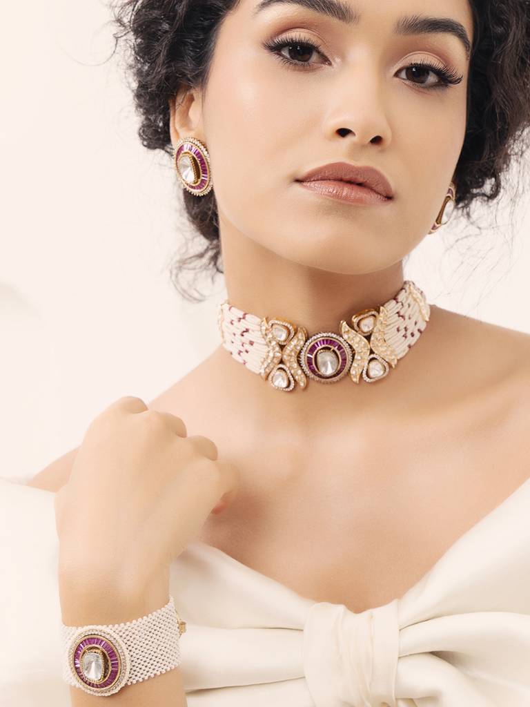 Polki-Pearl Exquisite Choker Necklace : JBR24AUHMCOL1469