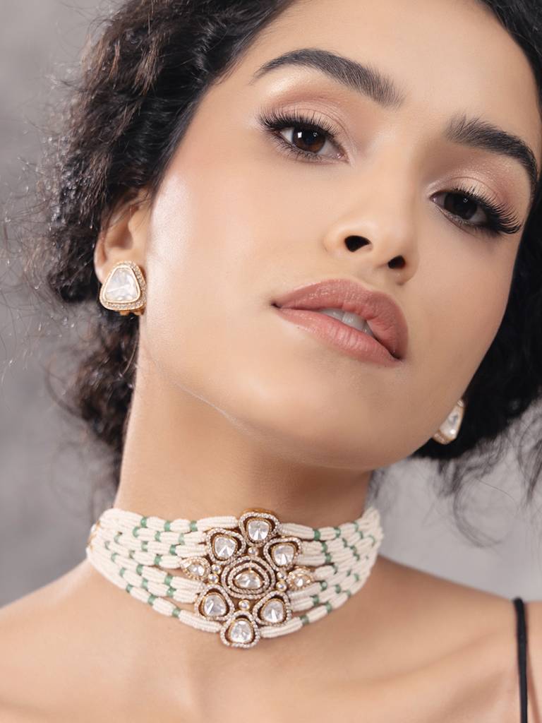 Polki-Pearl Glamorous Choker Necklace : JBR24AUHMCOL1471