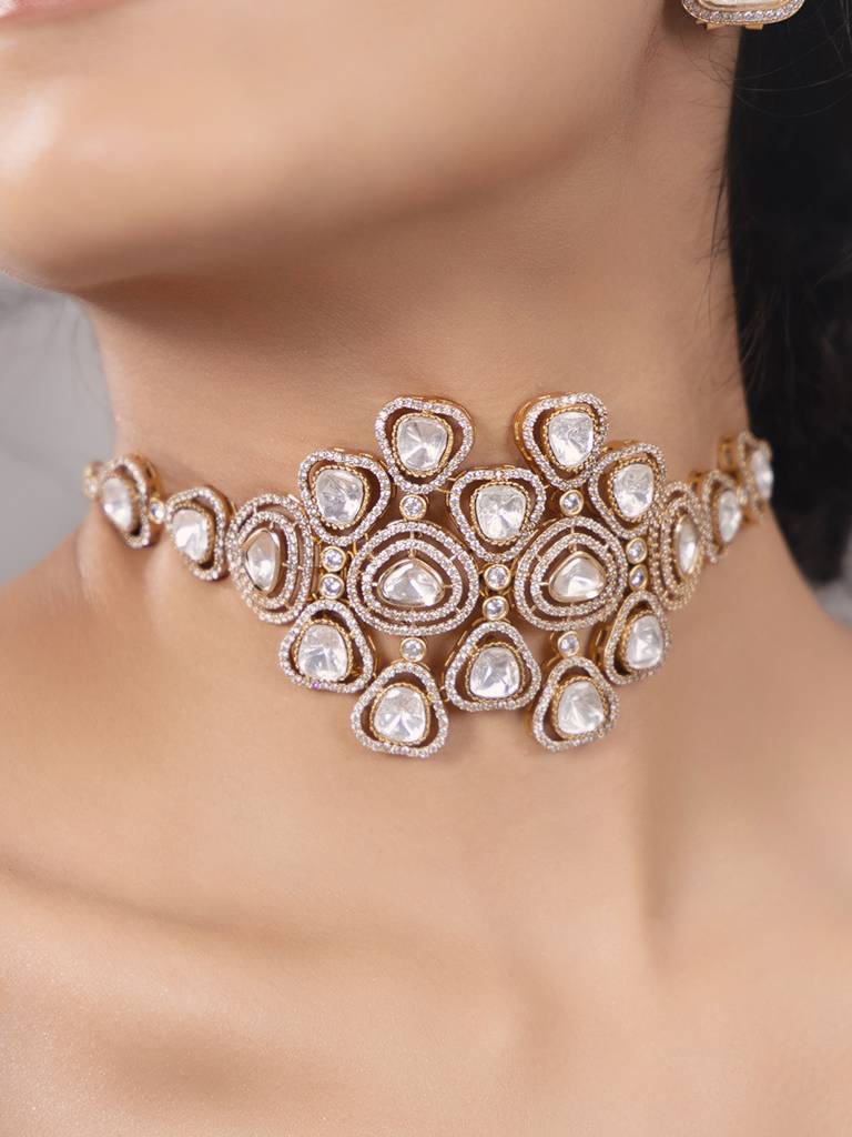 Polki-Pearl Elegant Choker Necklace. : JBR24AUHMCOL1474