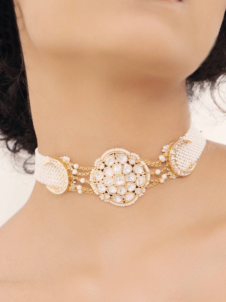 Polki-Pearl Sophisticated Choker Necklace : JBR24AUHMCOL1479