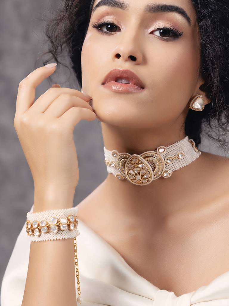 Polki Pearl Elegant Bracelet. : JBR24AUHMCOL1489