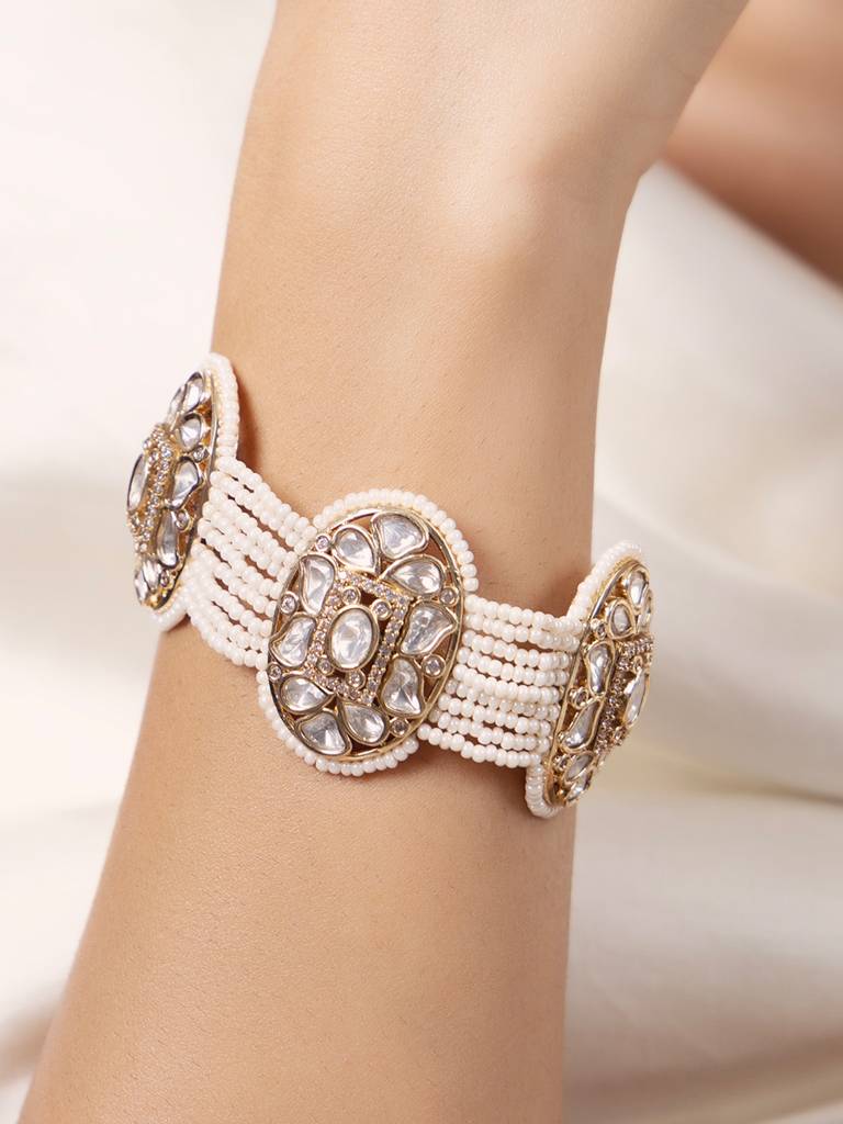 Polki-Pearl Classic Bracelet : JBR24AUHMCOL1491
