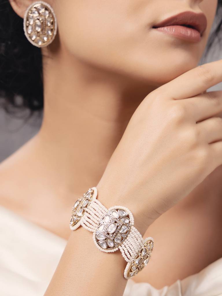 Polki-Pearl Classic Bracelet : JBR24AUHMCOL1491