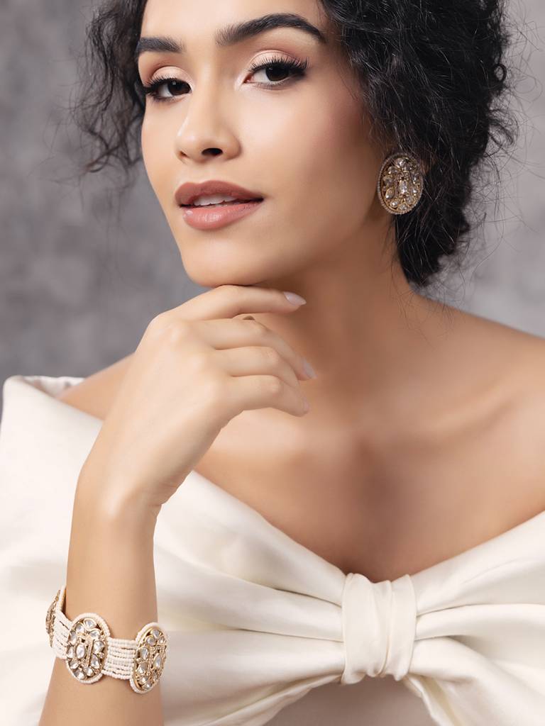 Polki-Pearl Classic Bracelet : JBR24AUHMCOL1491
