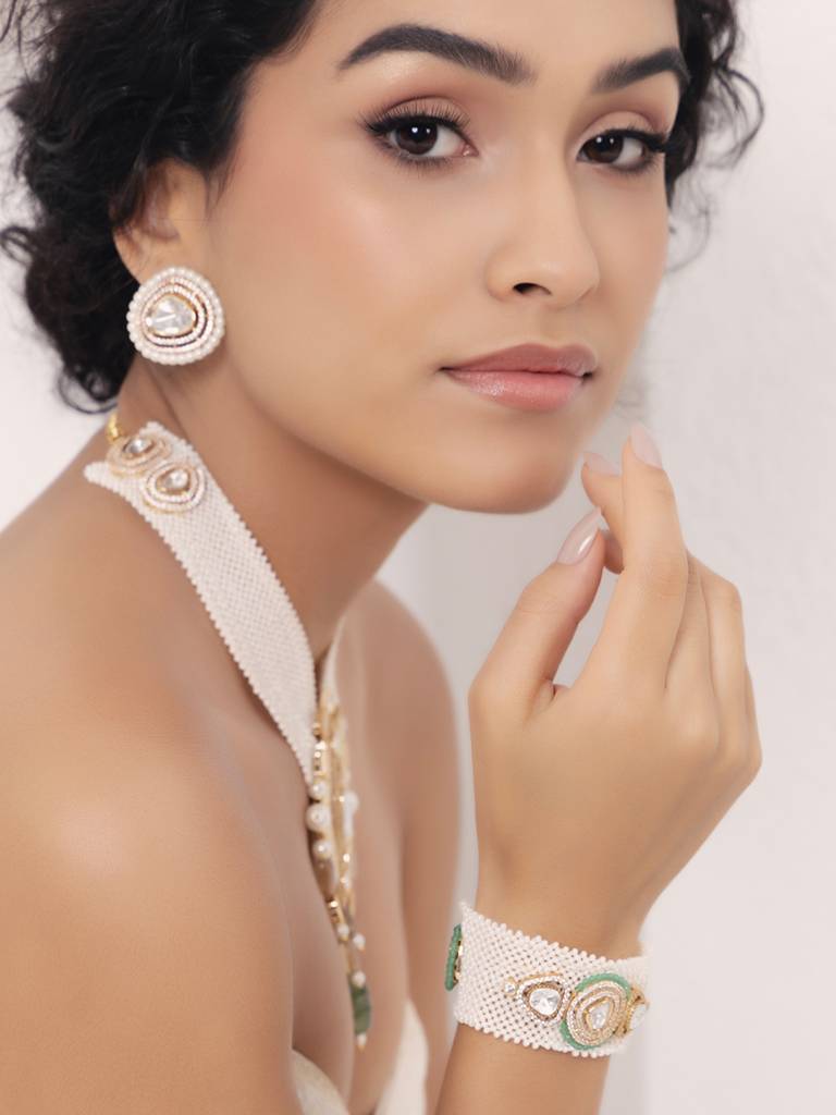 Polki-Pearl Radiant Bracelet : JBR24AUHMCOL1492