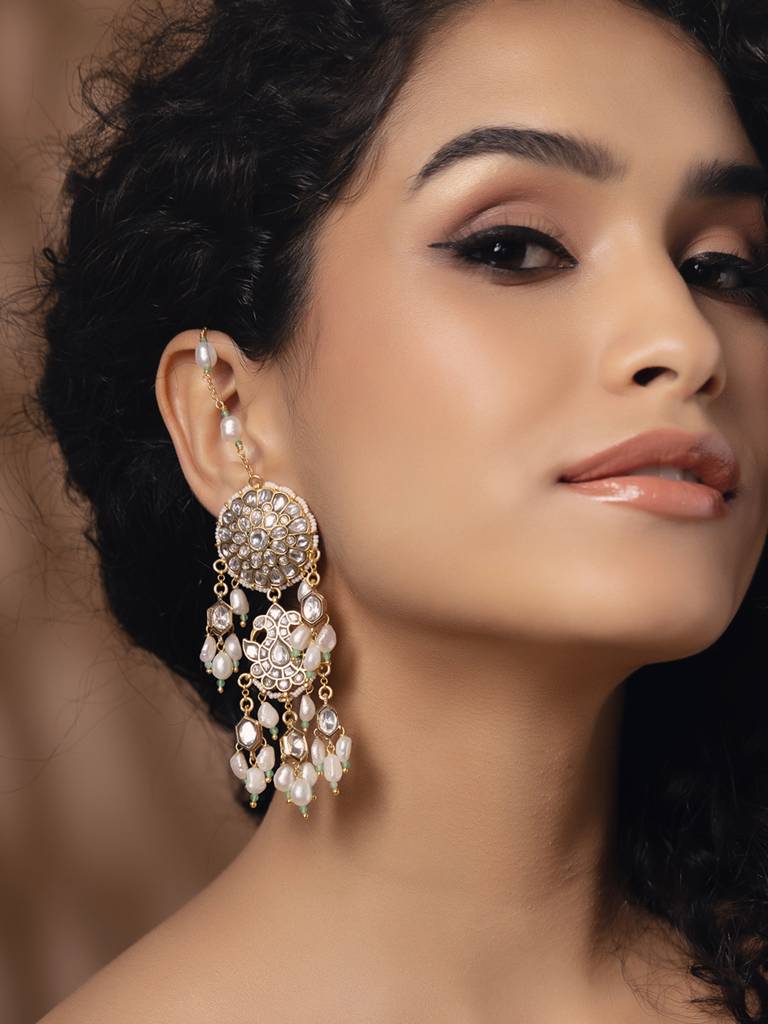 Polki-Pearl Sparkling Earrings Polki-Pearl Sparkling Earrings