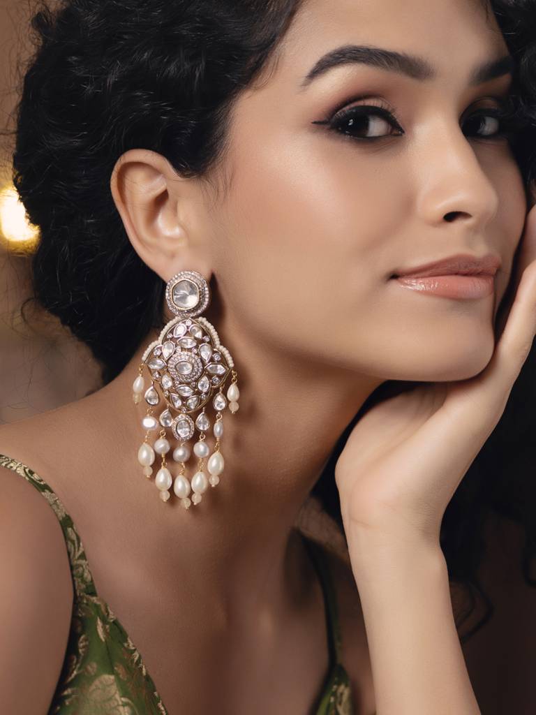 Polki-Pearl Elegant Earrings : JBR24AUHMCOL1504