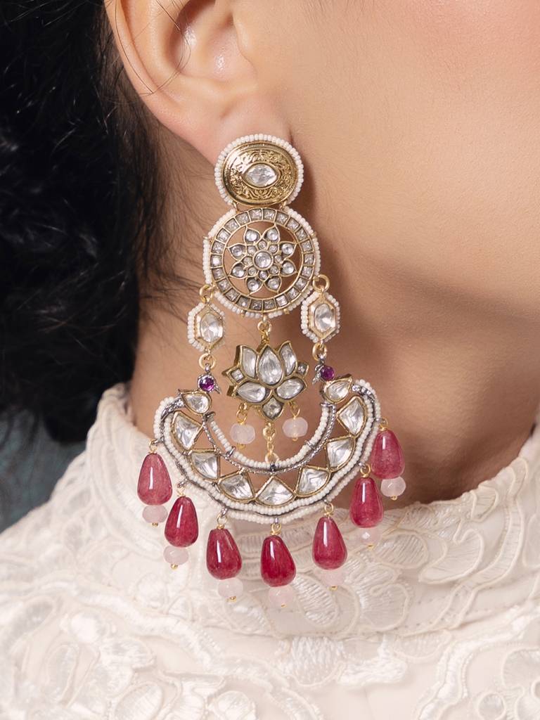 Polki-Pearl Green Stone Earrings Polki-Pearl Green Stone