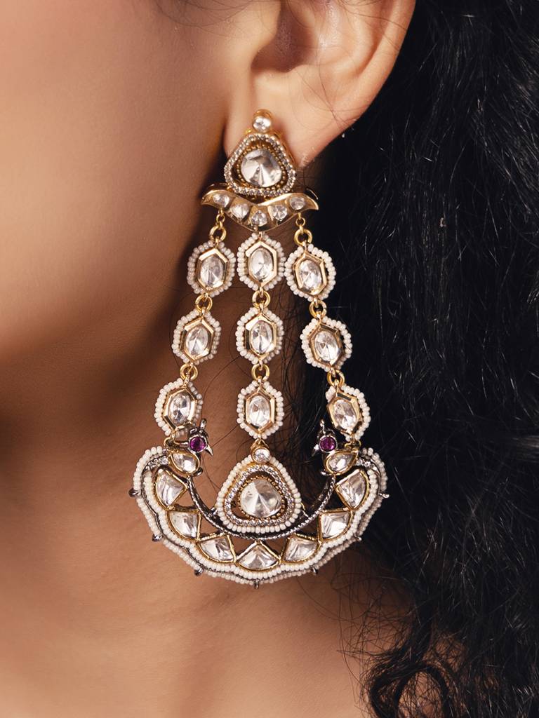 Polki-Pearl Timeless Gold Earrings : JBR24AUHMCOL1512