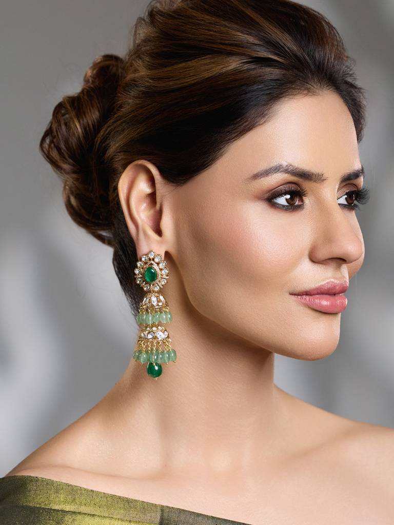 Throne Grace Emerald Long Earrings : JBRAUG2812