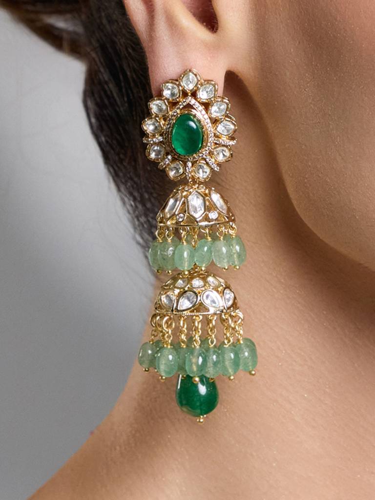 Throne Grace Emerald Long Earrings : JBRAUG2812