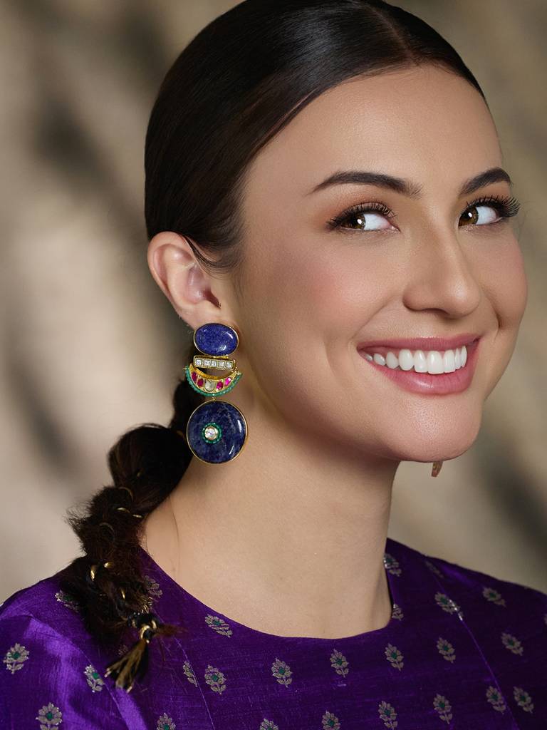 Majestic Sapphire Enamel Earrings : JBRAUG2820