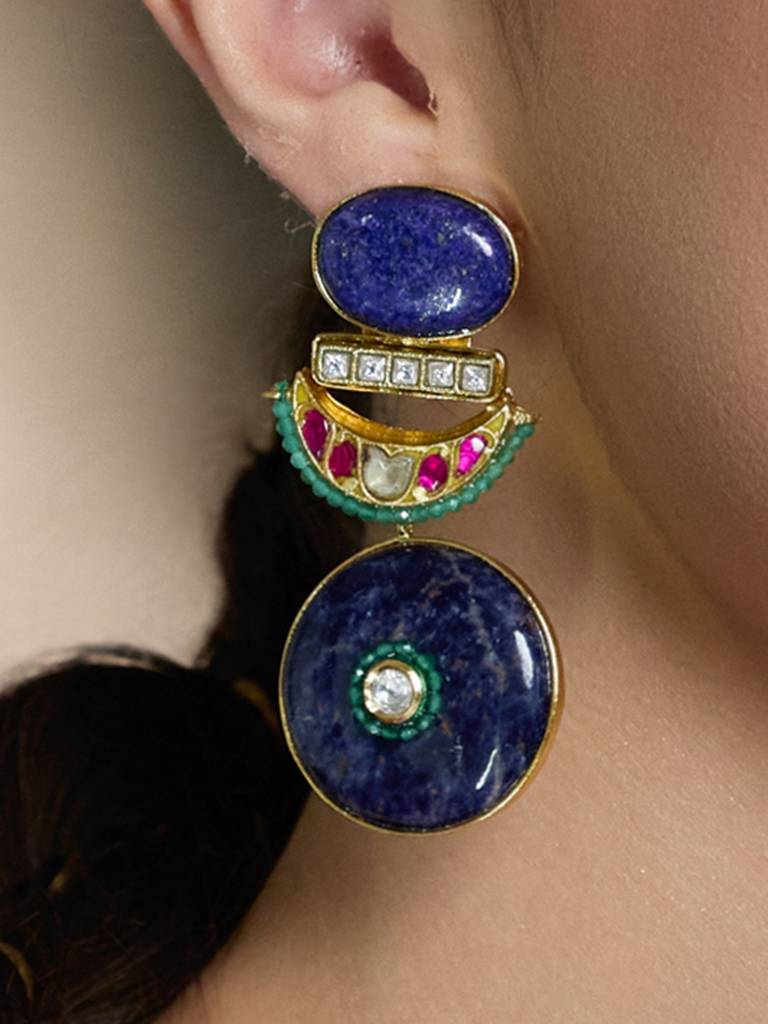 Majestic Sapphire Enamel Earrings : JBRAUG2820