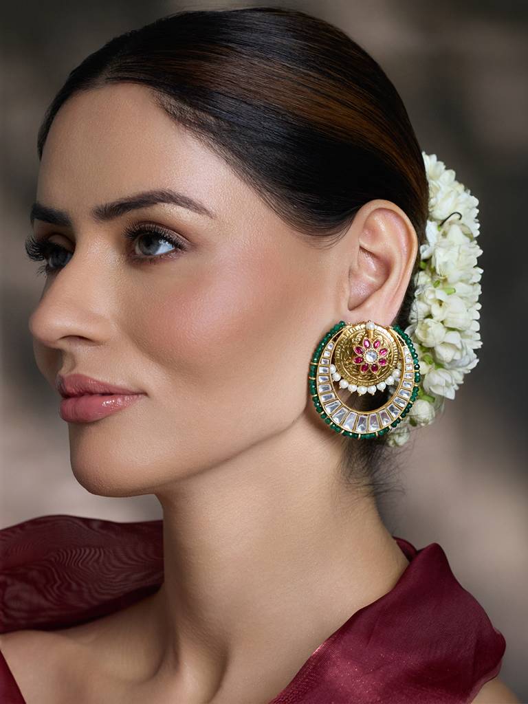 Majestic Bloom Chandbali Earrings : JBRAUG2842