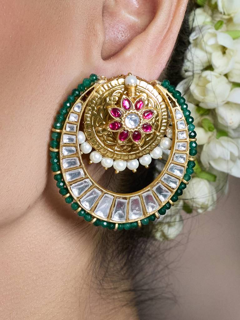 Majestic Bloom Chandbali Earrings : JBRAUG2842