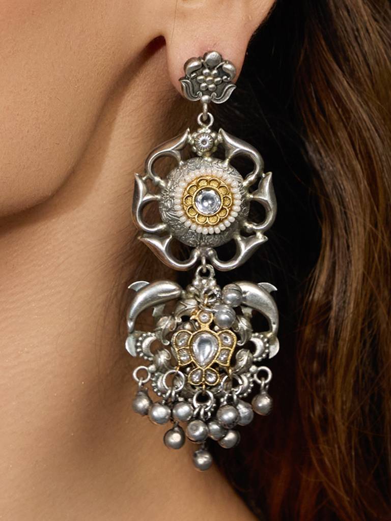 Oxidized Silver Dangler Earrings : JBRAUG2845