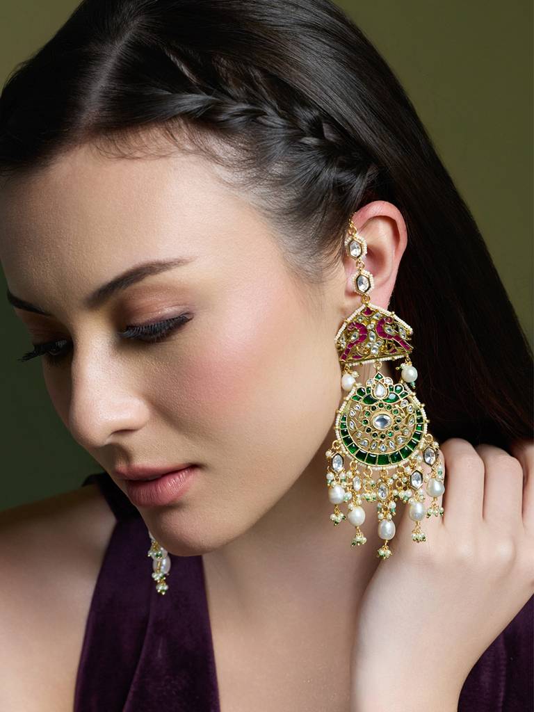 Royale Kundan Chandbali Earrings : JBRAUG2853