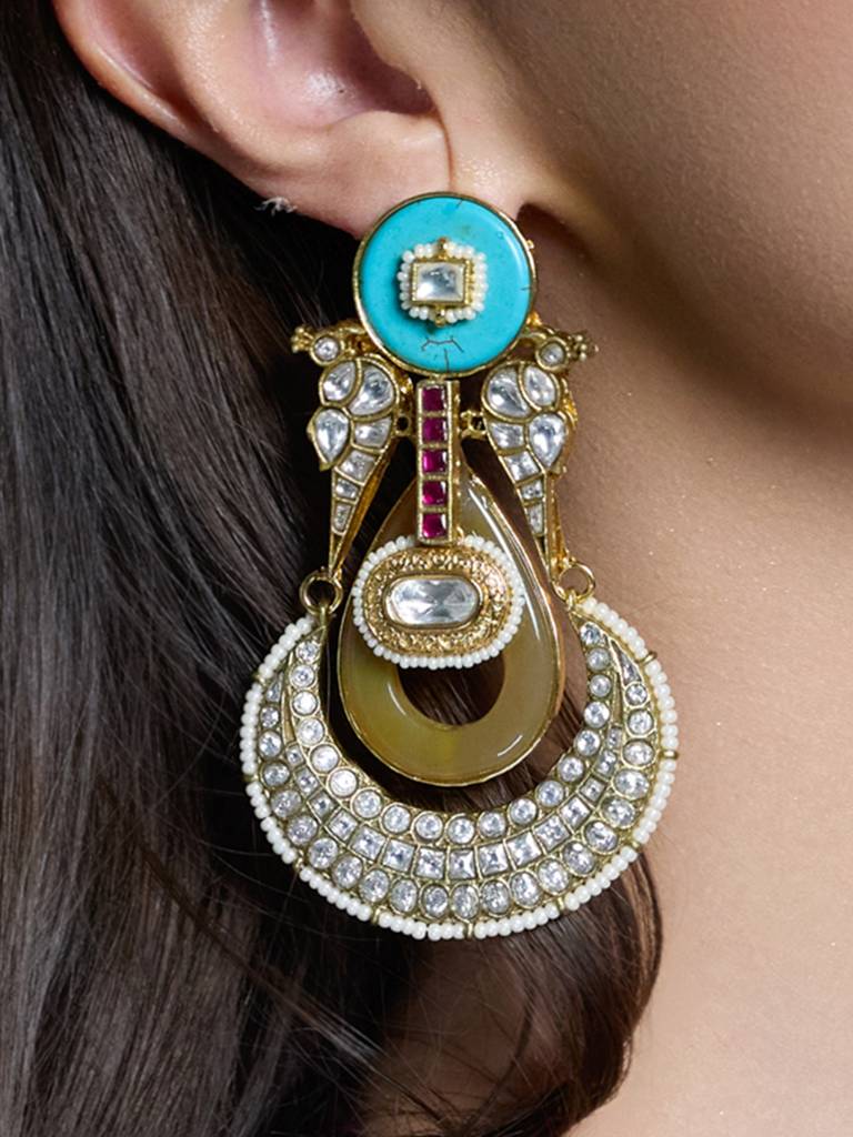 Aura Turquoise Stud Chandbalis : JBRAUG2855