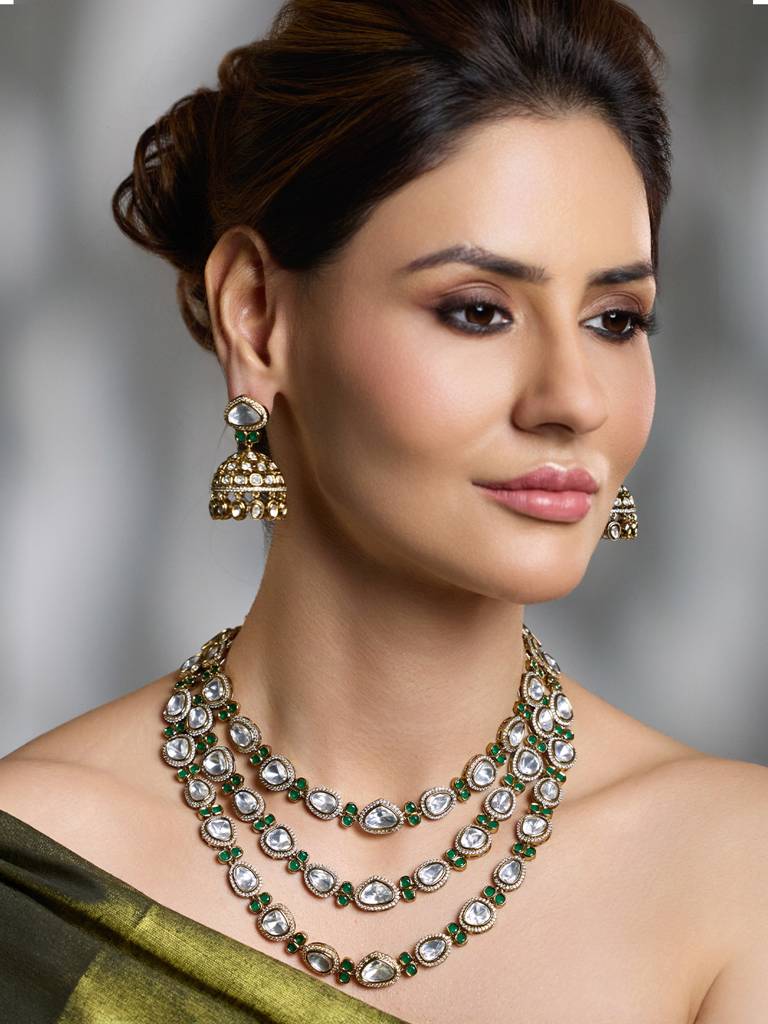 Samragi Layered Kundan Necklace Set : JBRAUG2964