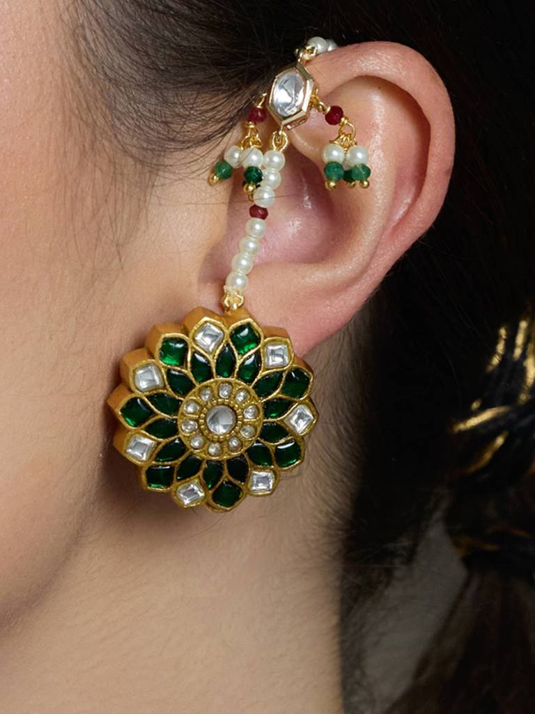 Mughal Charm Kundan Ear Rings : JBRAUG3010