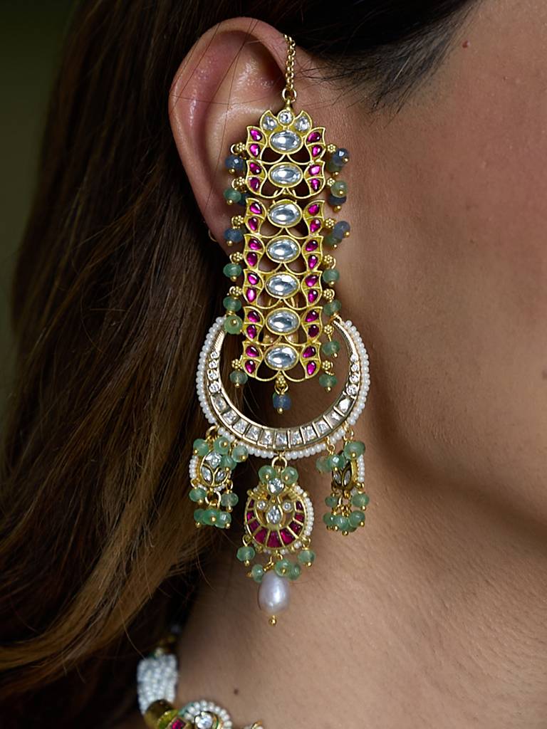 Royal Kundan Meenakari Bridal Ear Cuff : JBRAUG3015