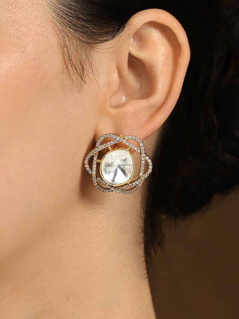 Mesmerizing Polki Stud Earrings : JBRER12FB24