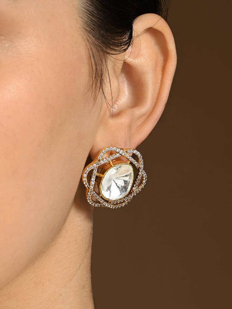 Mesmerizing Polki Stud Earrings : JBRER12FB24