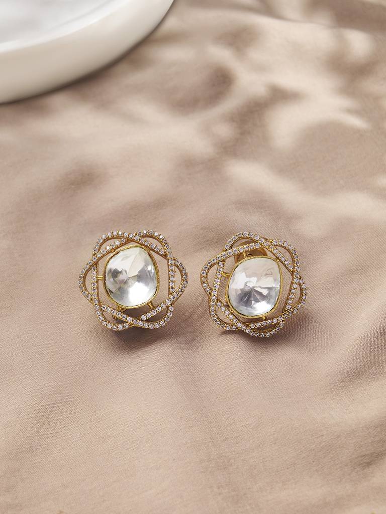 Mesmerizing Polki Stud Earrings : JBRER12FB24