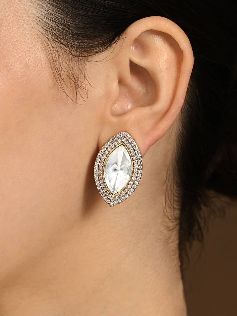 Luminous Polki Stud Earrings : JBRER15FB24