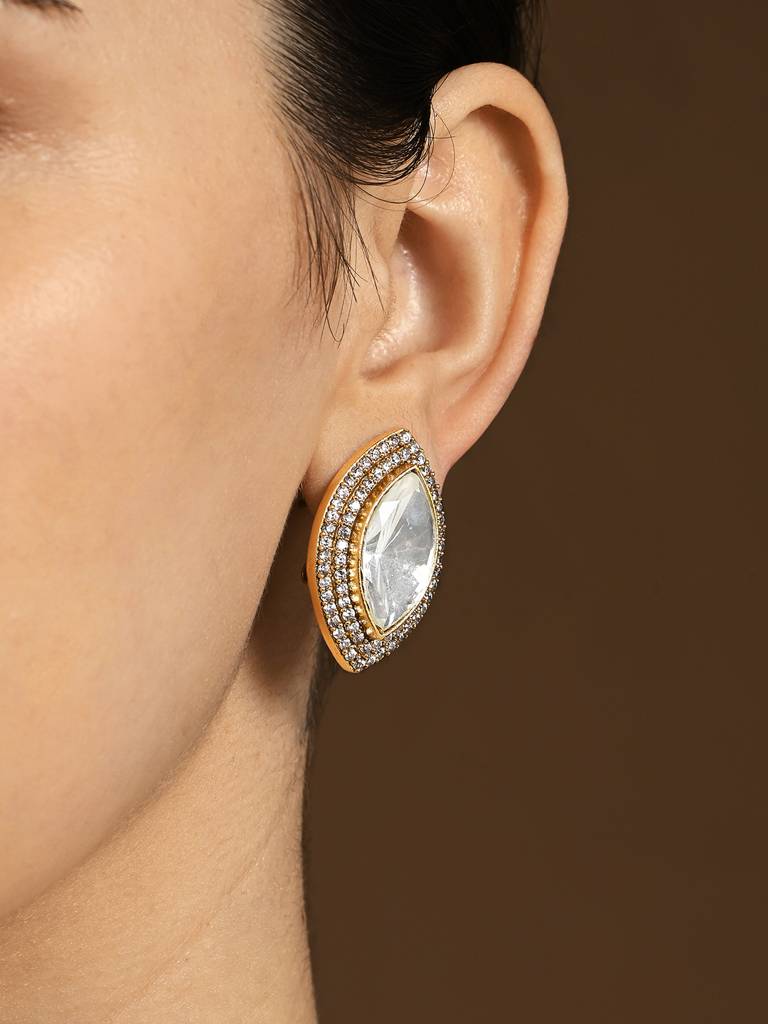 Luminous Polki Stud Earrings : JBRER15FB24