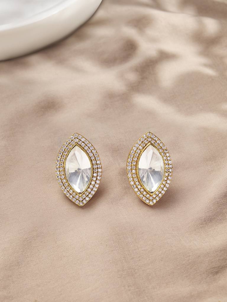 Luminous Polki Stud Earrings : JBRER15FB24